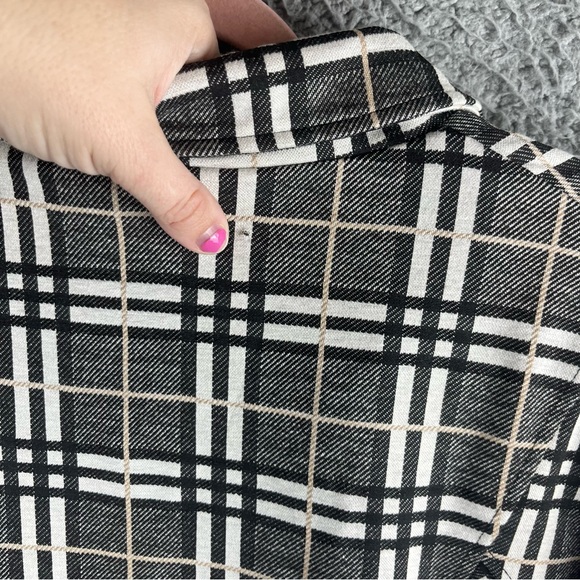 Liverpool Women’s Jacket Check Plaid Size S Button Up Black Cream Pockets Flawed - Picture 2 of 16